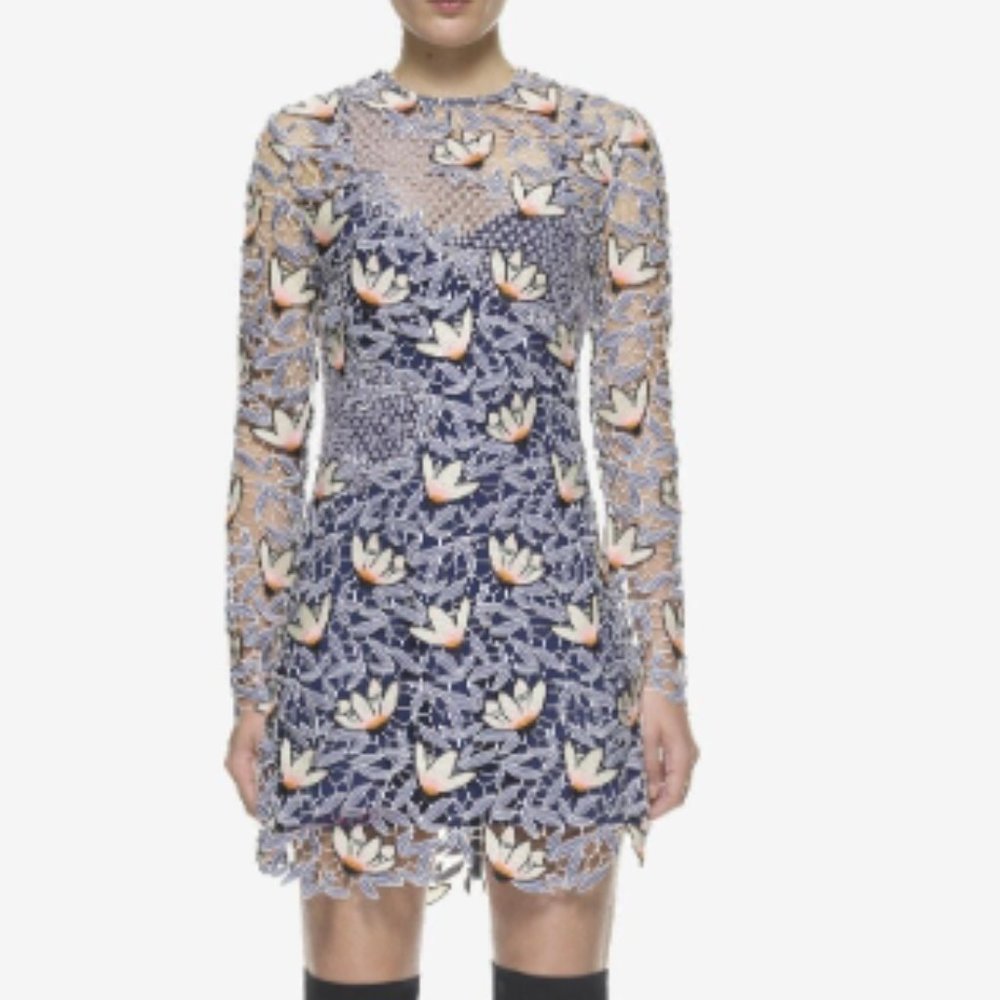 Self Portrait Patchwork Lace Floral Mini Dress, 2